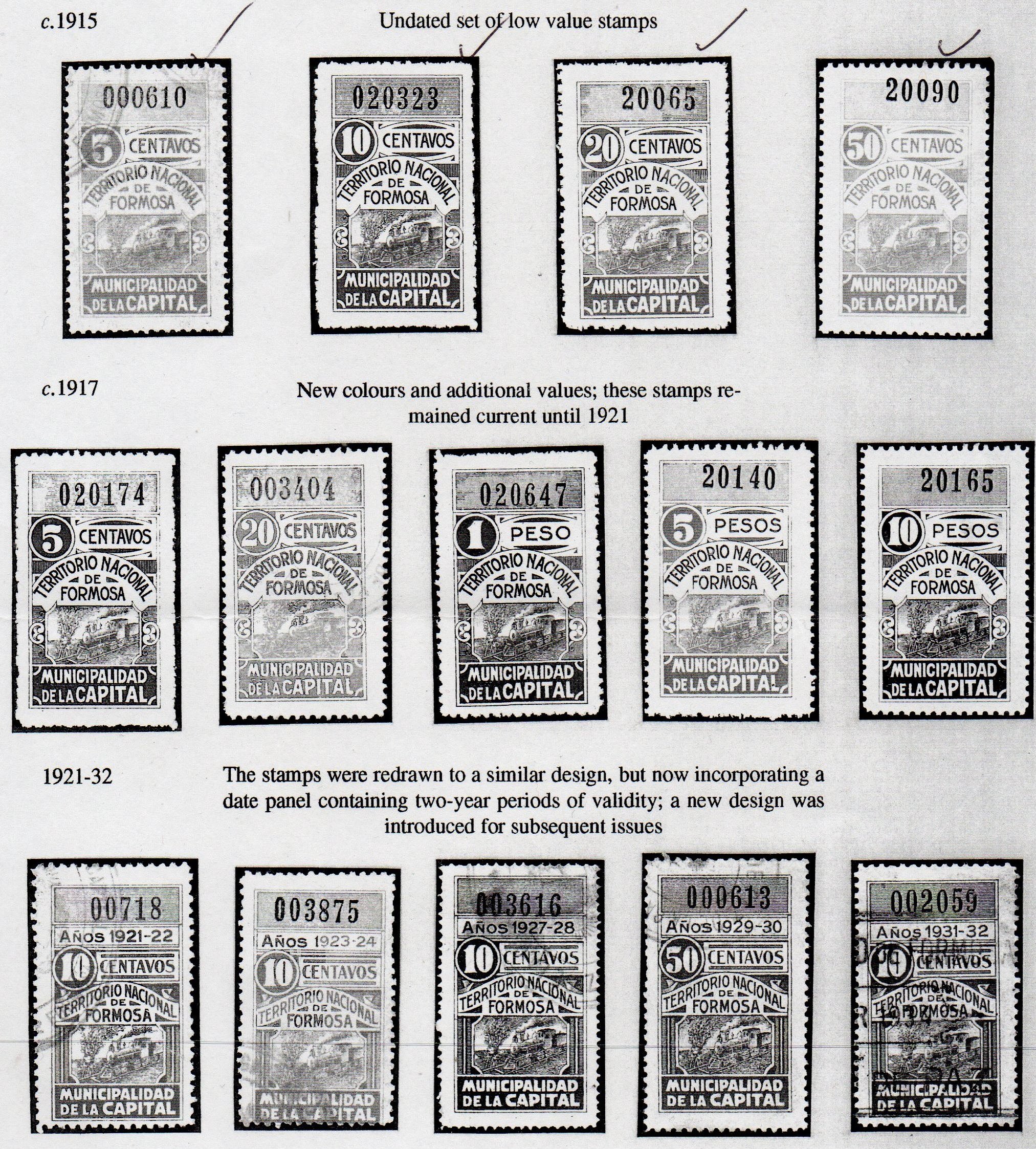 Argentina Diamante (Entre-Rios Province) steam train Revenue Stamps